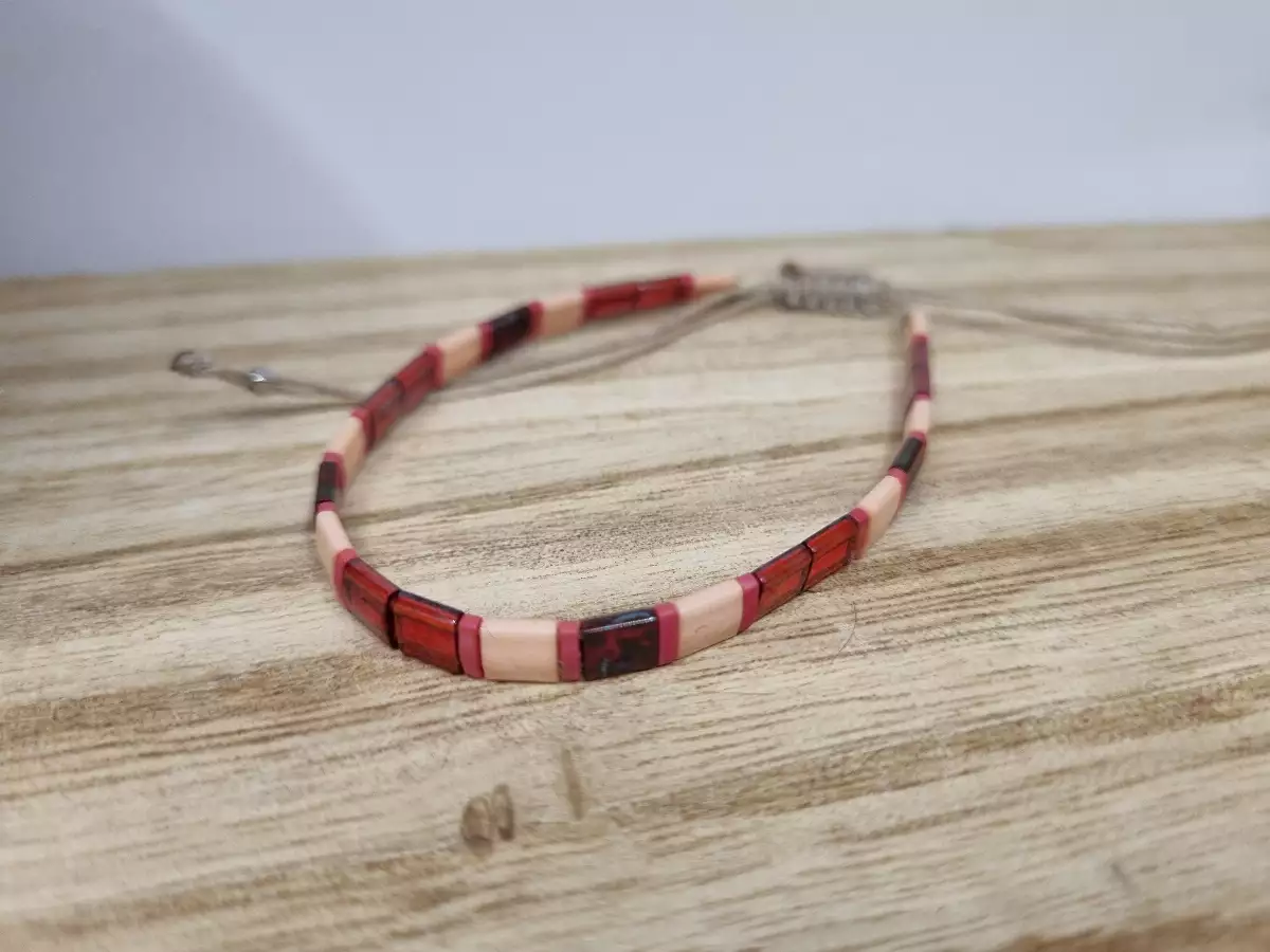 Lot de deux bracelets half tila rose et rouge